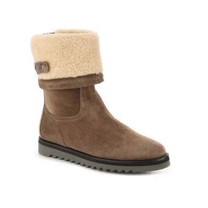 Aquatalia Perdi Weatherproof Suede Faux-Fur Cuff Ankle Boot